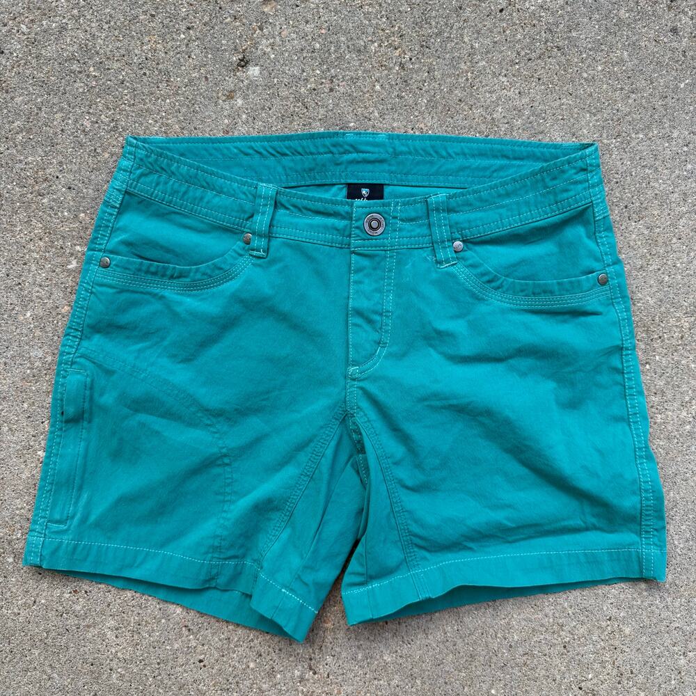 Kuhl Splash Emerald Sea Teal Blue Womens Hiking Shorts Pockets Size 8